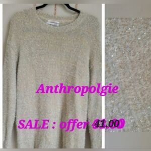 Anthropolgie grey,beige tinsel sparkle sweater size xxs tunic,relaxed,oversized